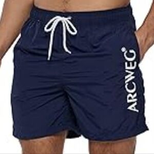 Arcweg Blue Swim‎ Trunks with Elastic Waistband Board Short Mens Size L